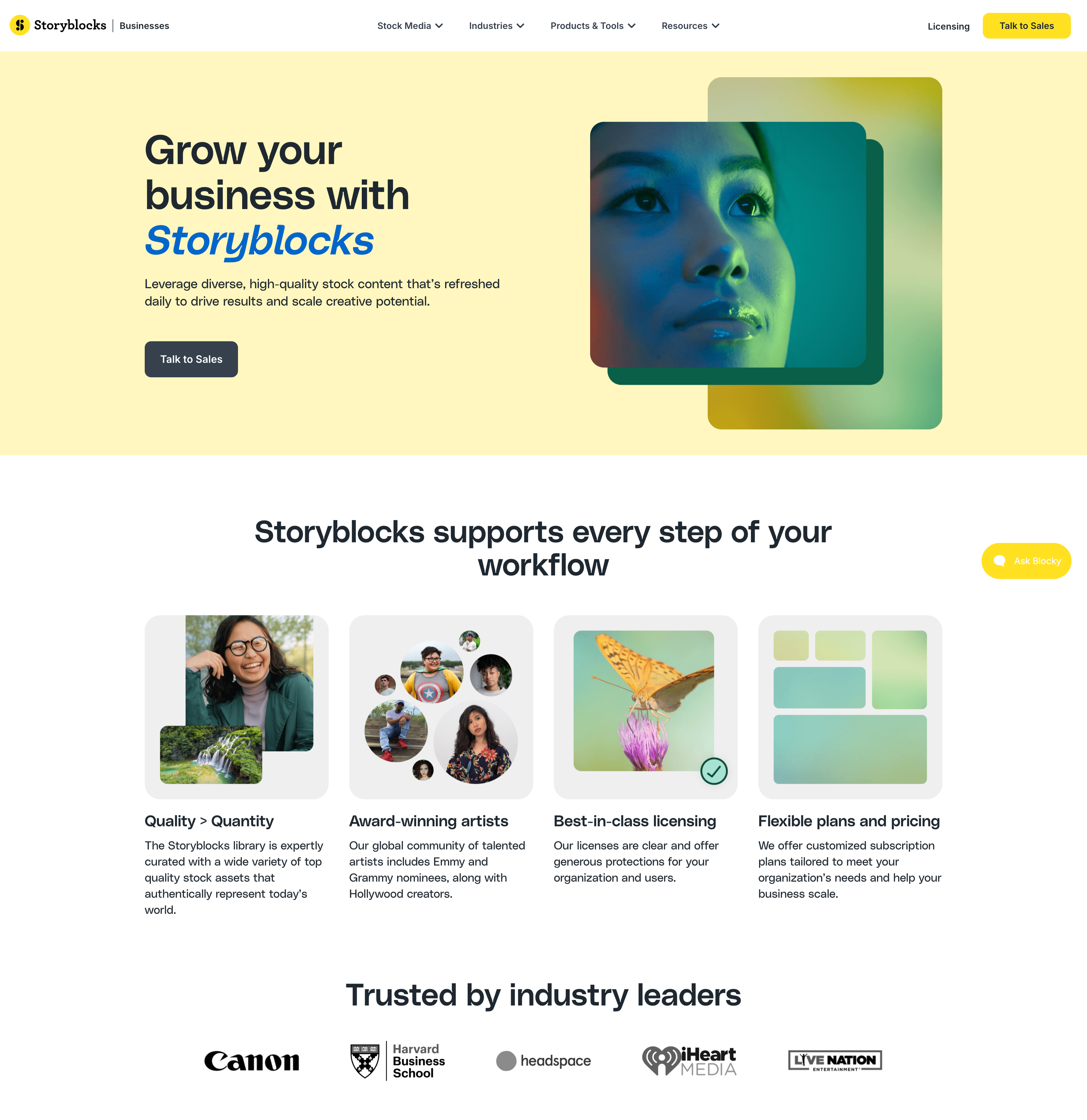 Storyblocks Business Solutions Landing Page