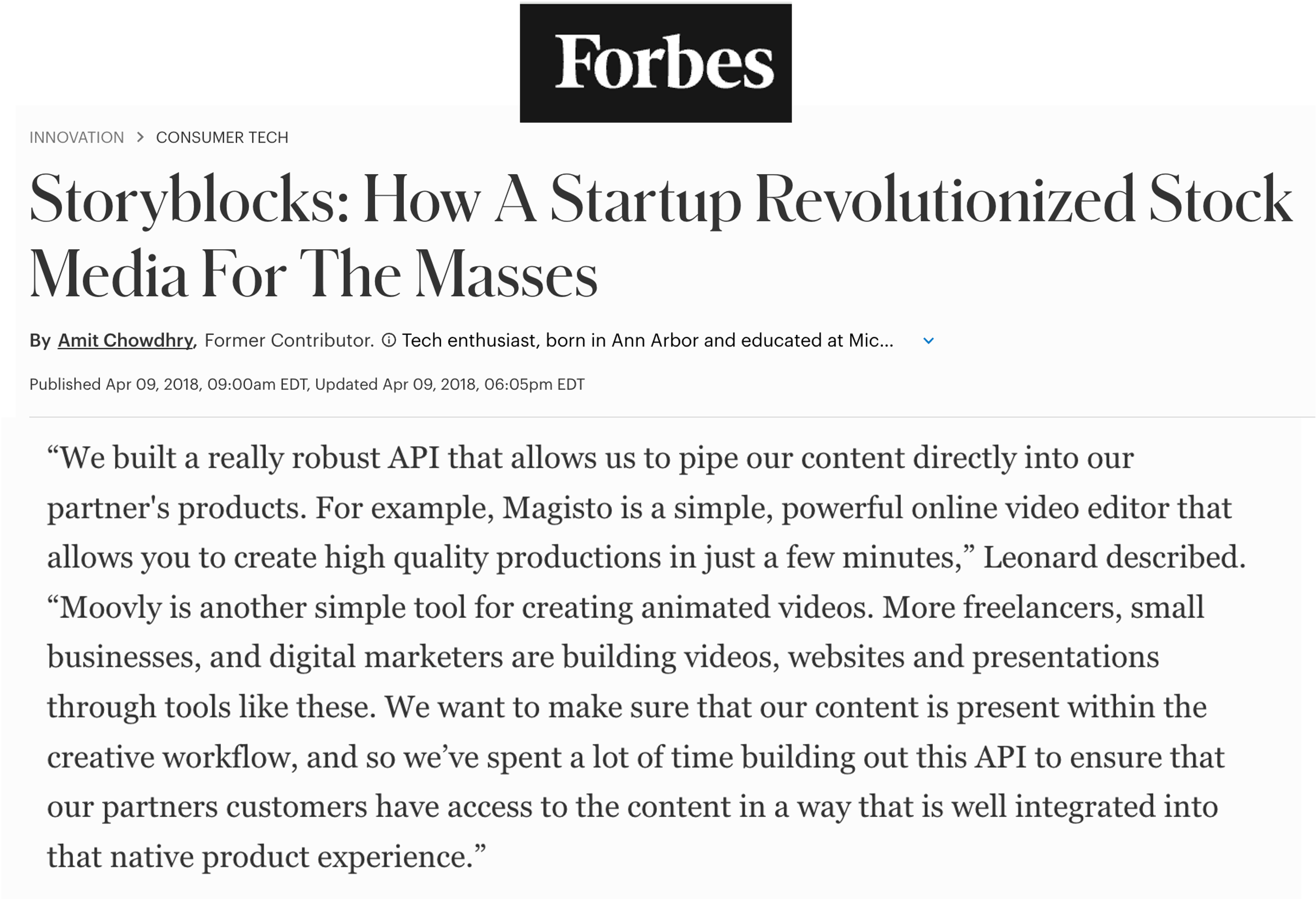 Forbes — Storyblocks API Coverage